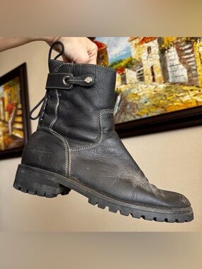 Harley Davidson Black Leather Moto Boots 9.5